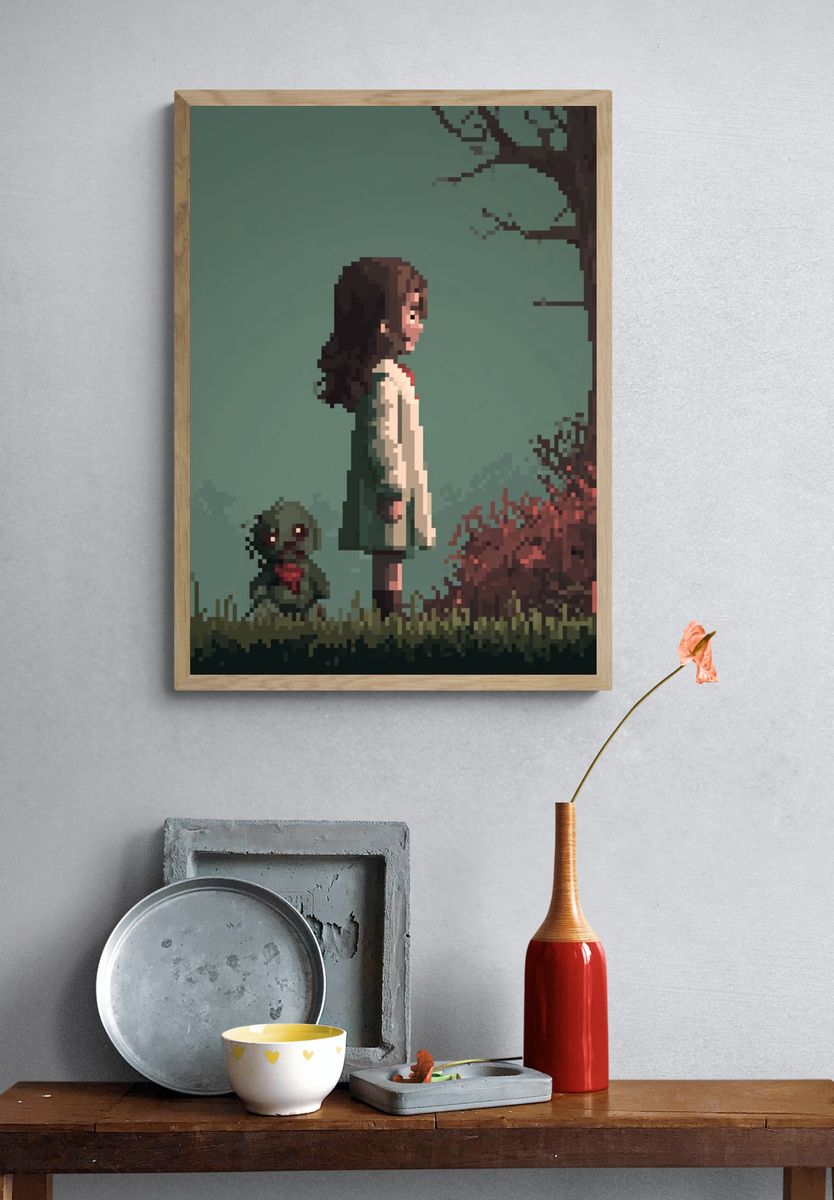 Pixel Girl by the Tree Poster. — room view 3