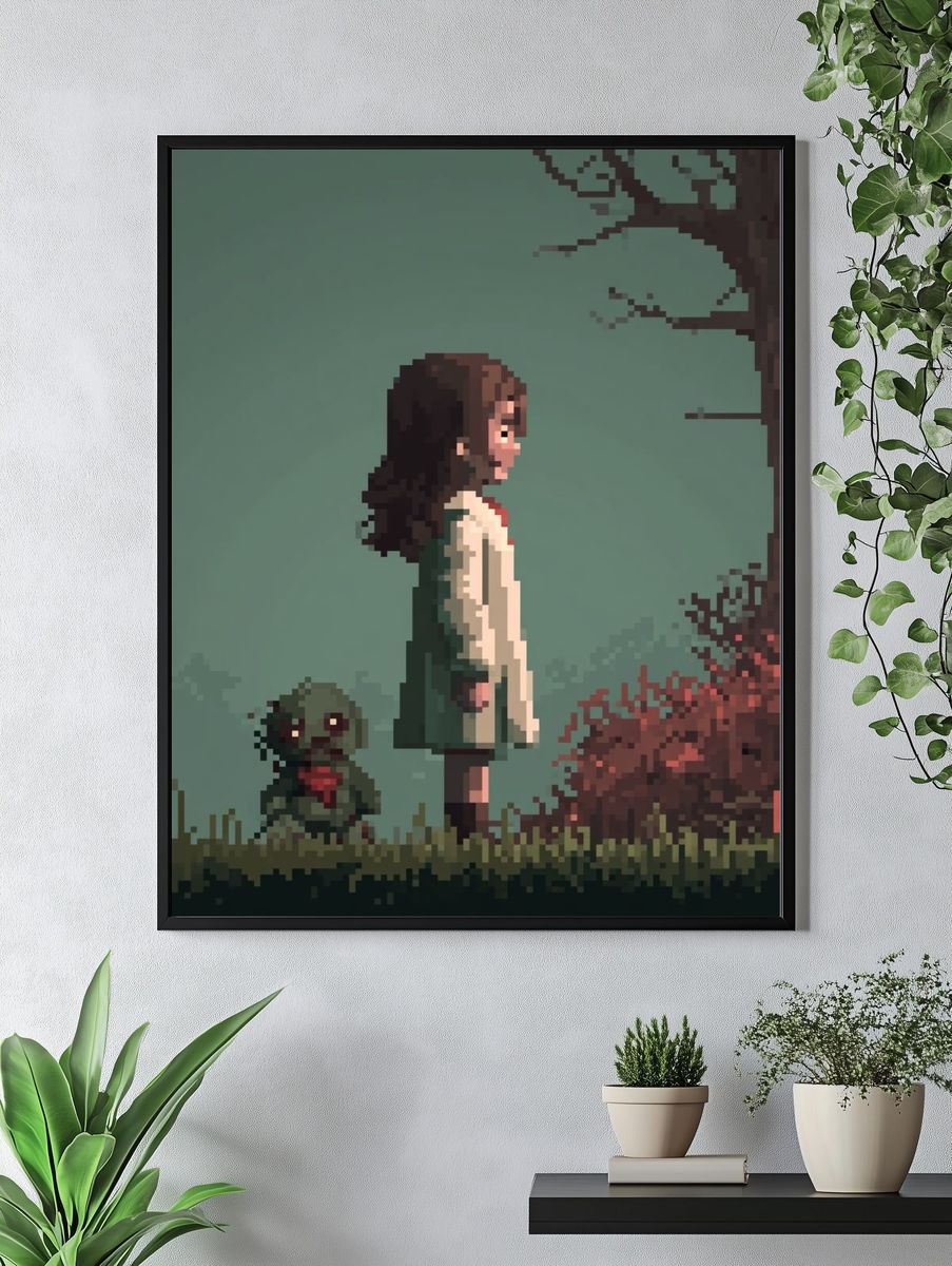 Pixel Girl by the Tree Poster. — room view 4