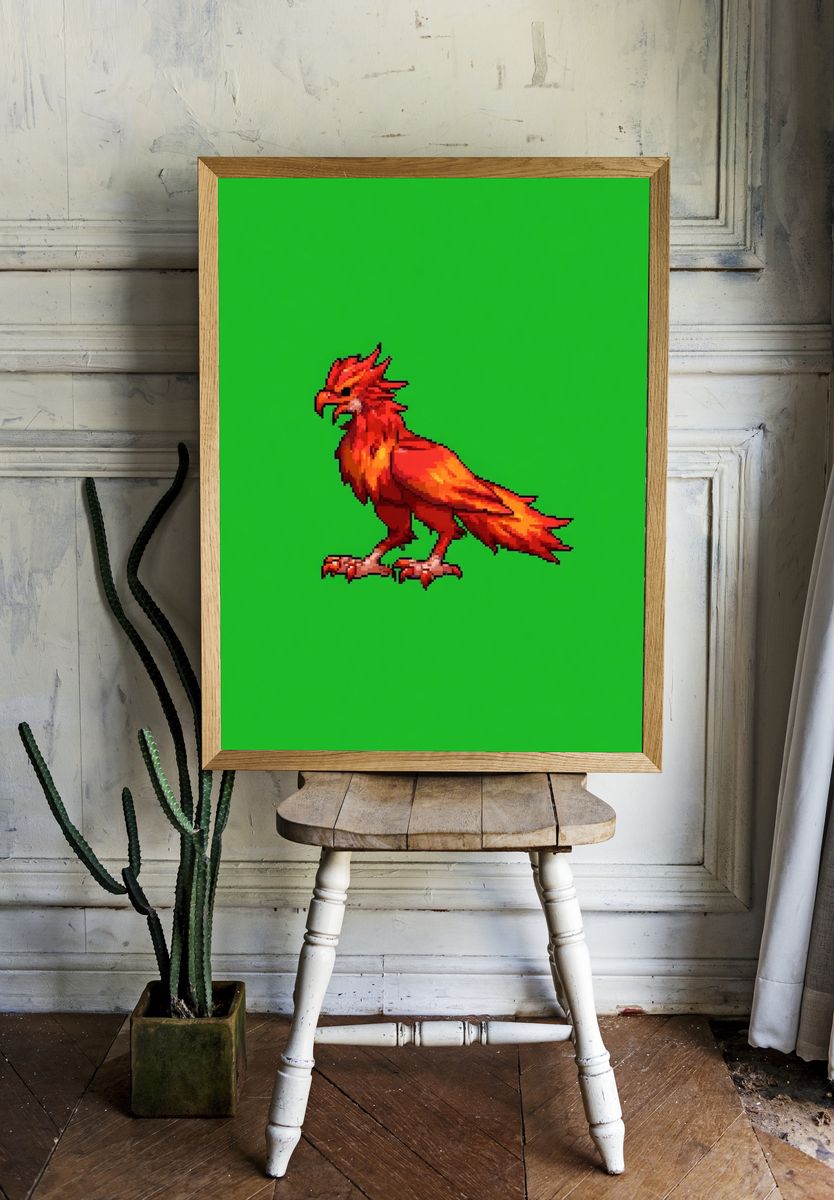 Pixel Firebird Gaming Poster. — room view 1