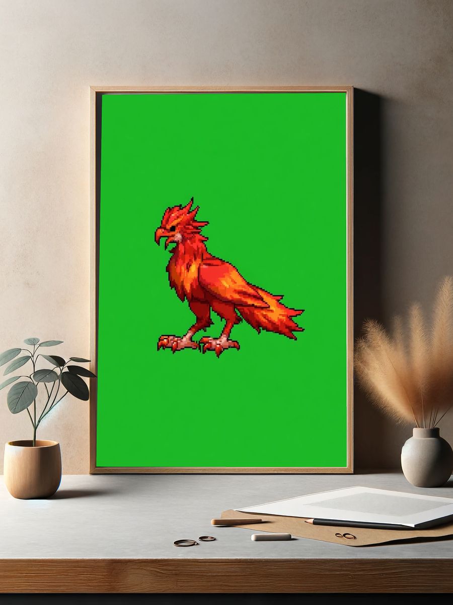 Pixel Firebird Gaming Poster. — room view 2