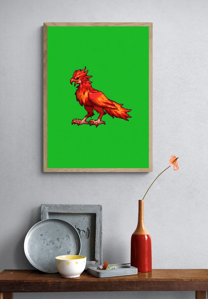 Pixel Firebird Gaming Poster. — room view 3