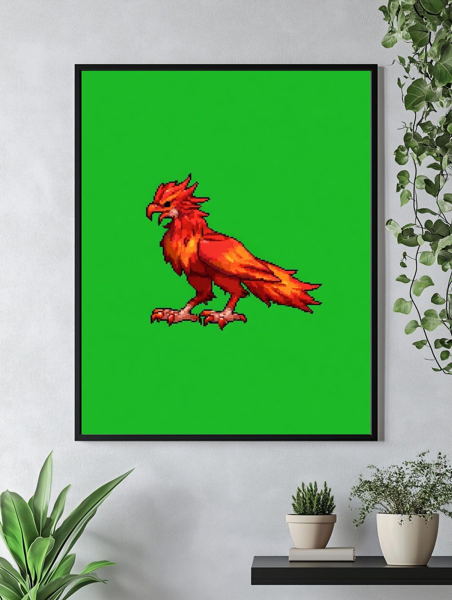 Pixel Firebird Gaming Poster. — room view 4