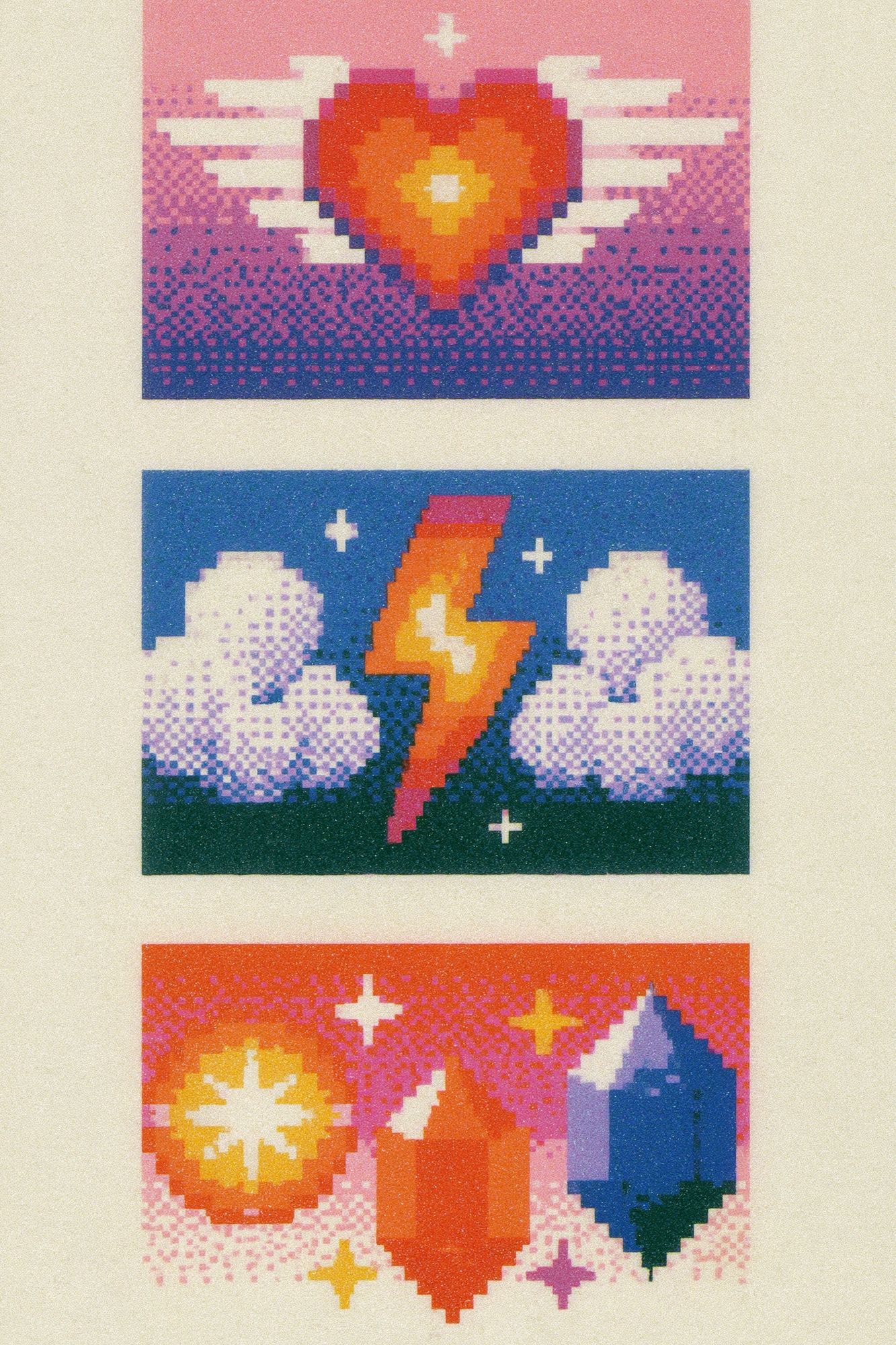 Pixel Hearts and Crystals Poster. poster detail