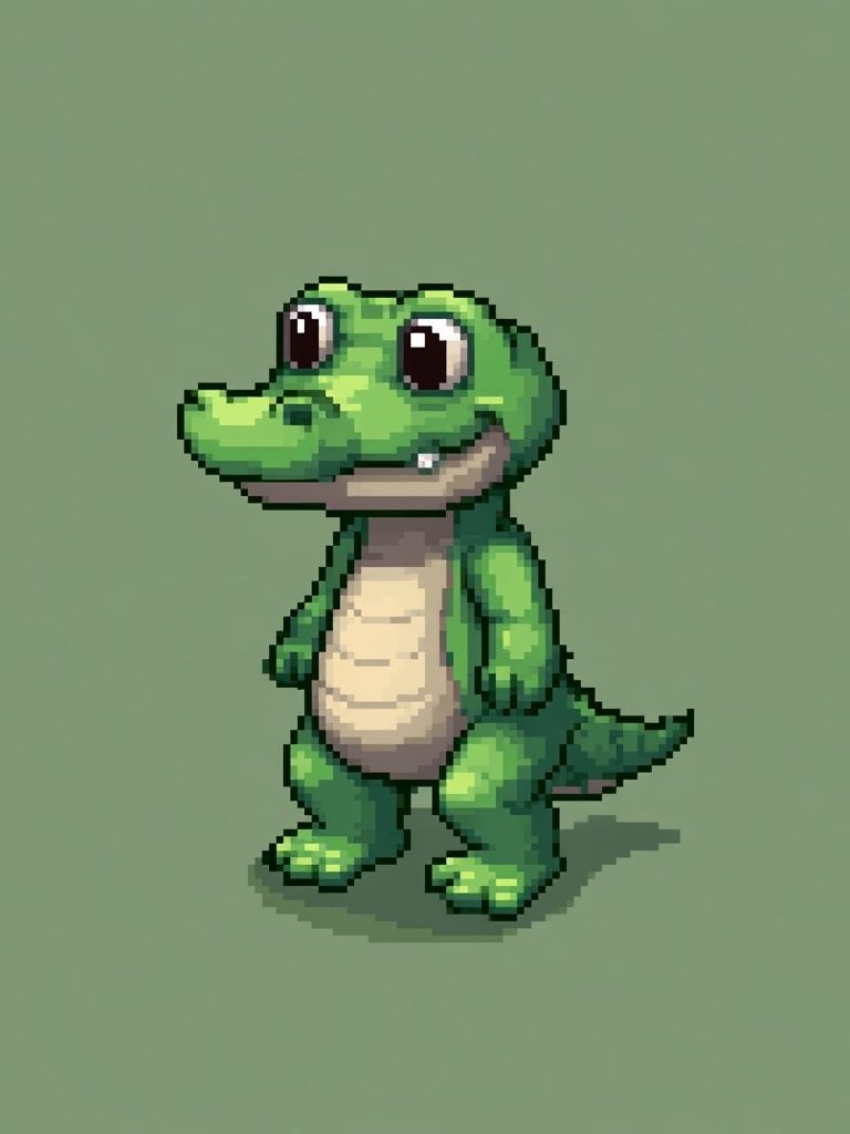 Pixel Crocodile Illustration Poster. poster — gaming art