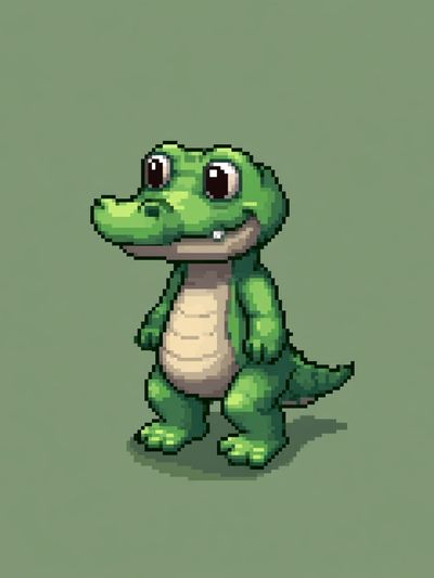 Pixel Crocodile Illustration Poster.