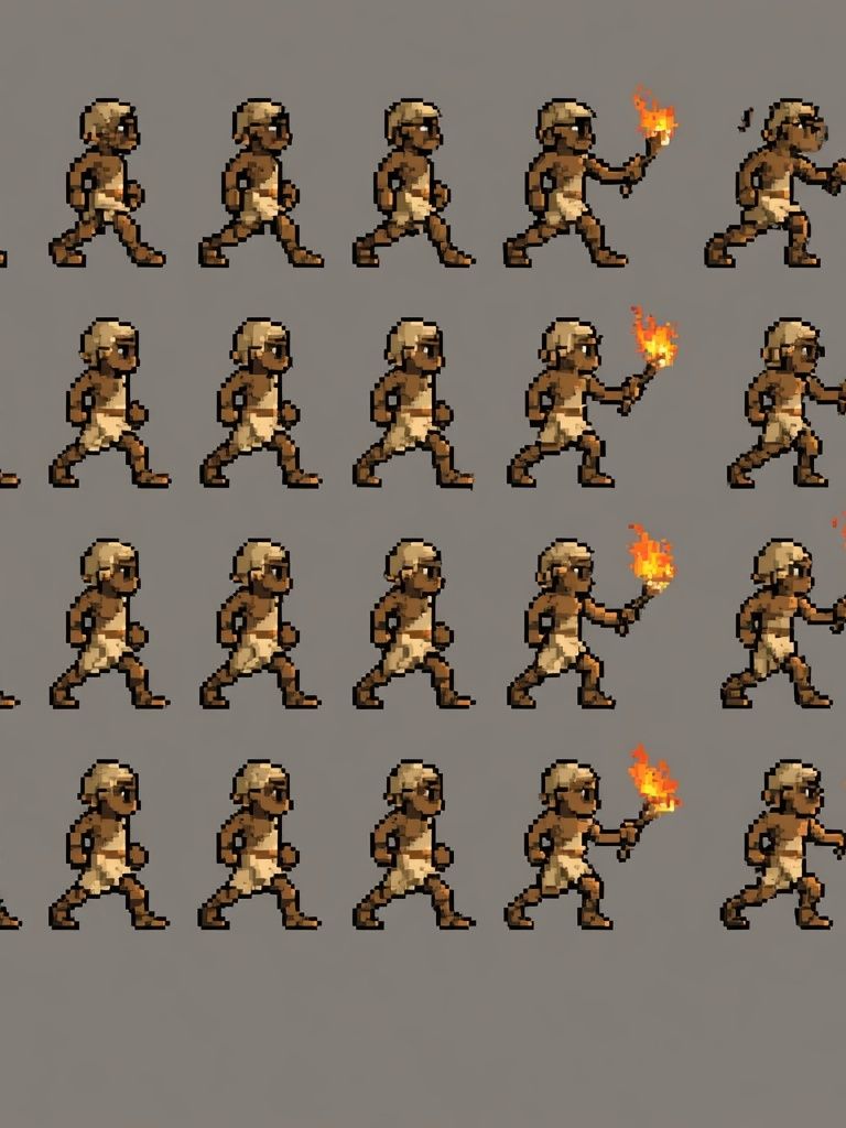 Pixel Caveman Animation Poster. poster — gaming art
