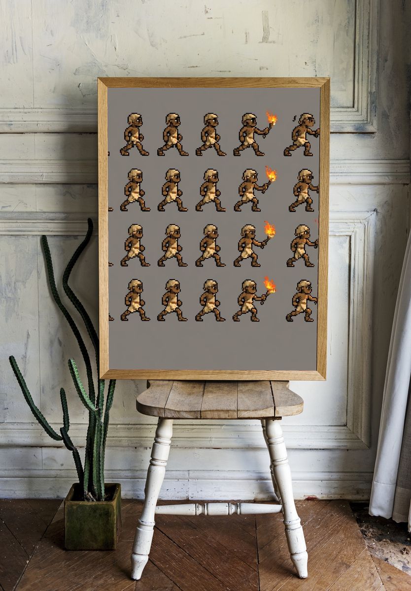 Pixel Caveman Animation Poster. — room view 1