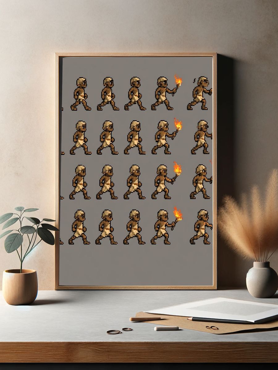 Pixel Caveman Animation Poster. — room view 2