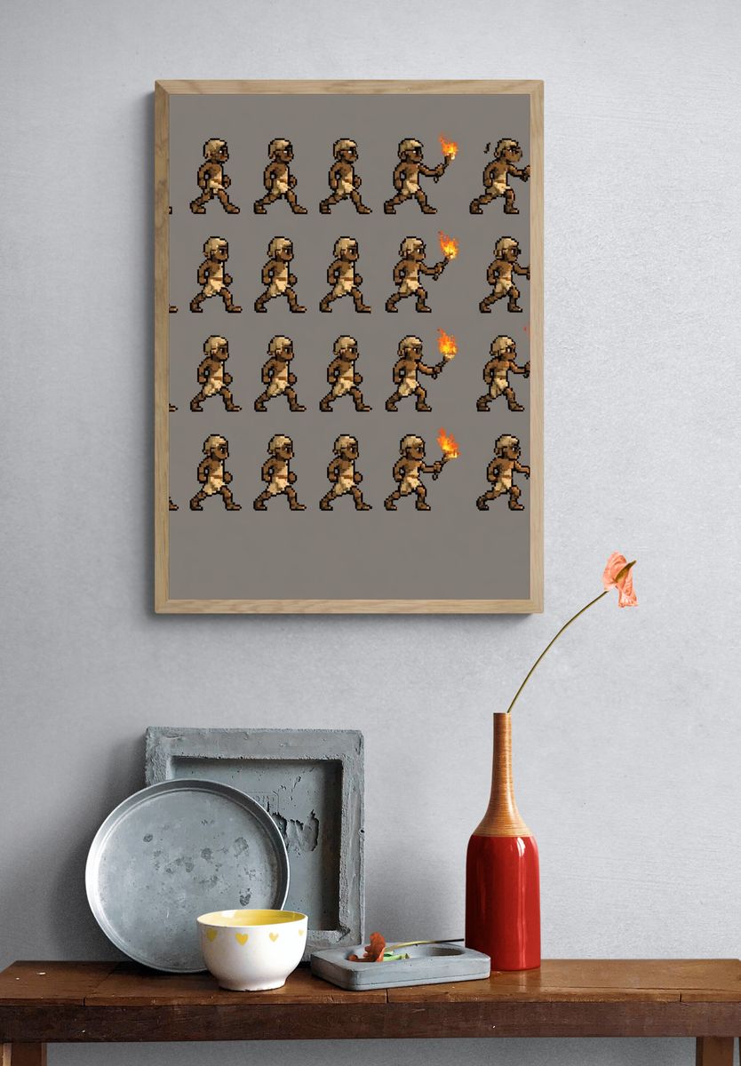 Pixel Caveman Animation Poster. — room view 3