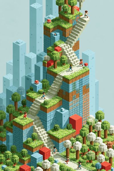 Voxel Garden Stairway Poster. poster