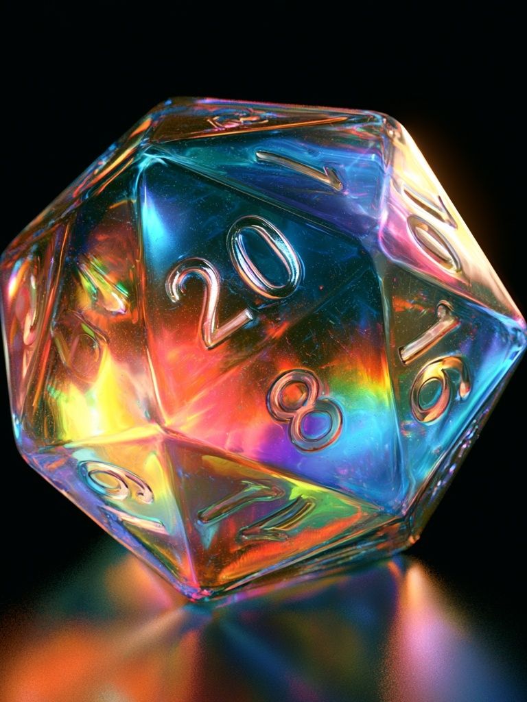 Iridescent D20 Dice Illustration Poster. poster — gaming art
