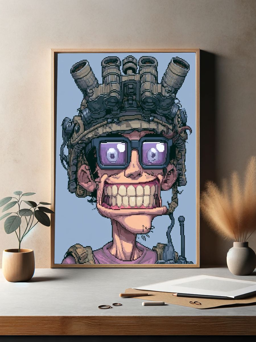 Pixel Soldier Portrait Poster. — room view 2