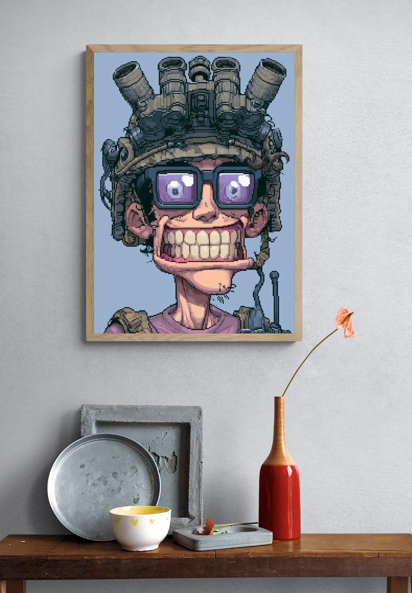 Pixel Soldier Portrait Poster. — room view 3