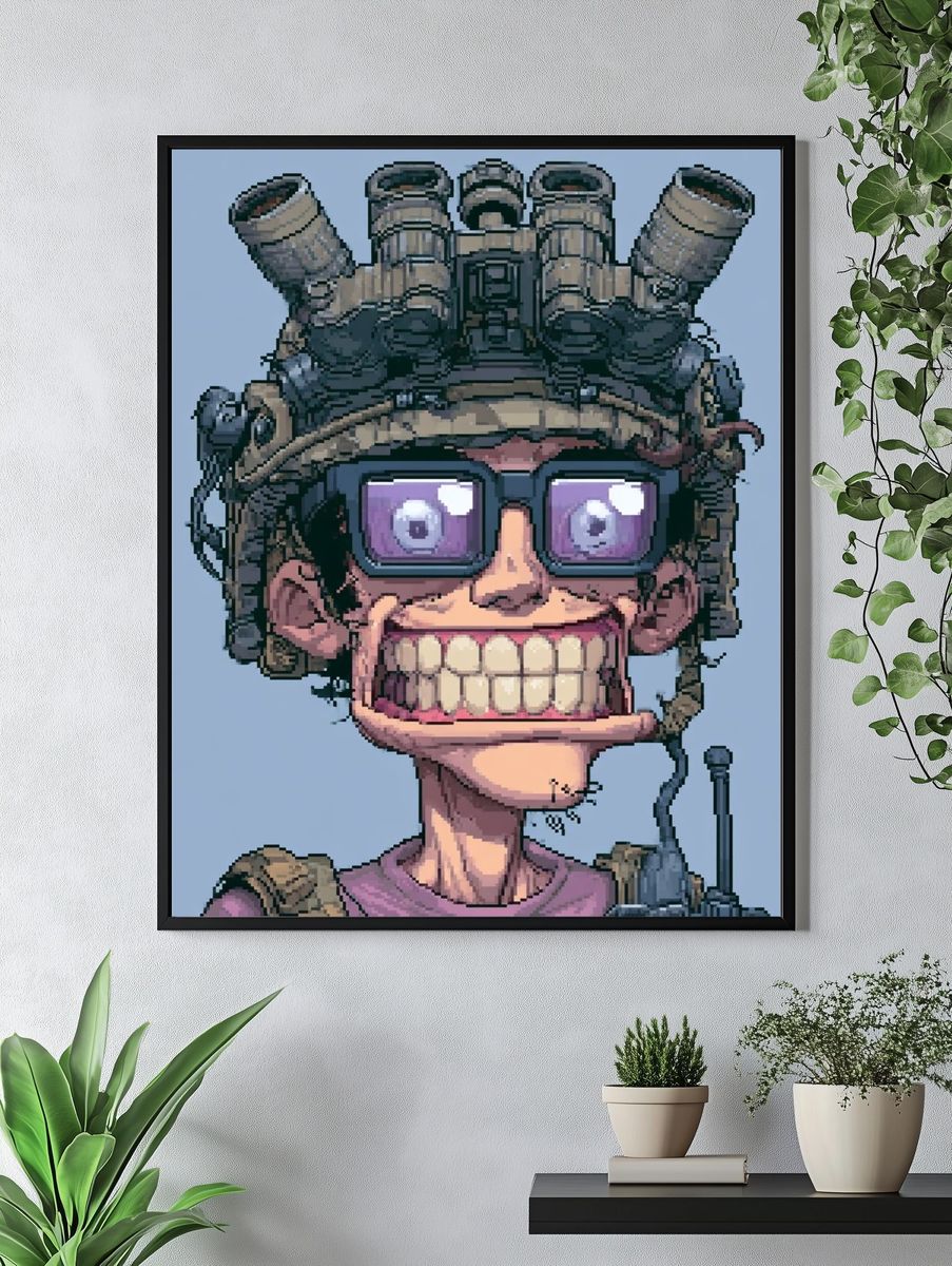 Pixel Soldier Portrait Poster. — room view 4