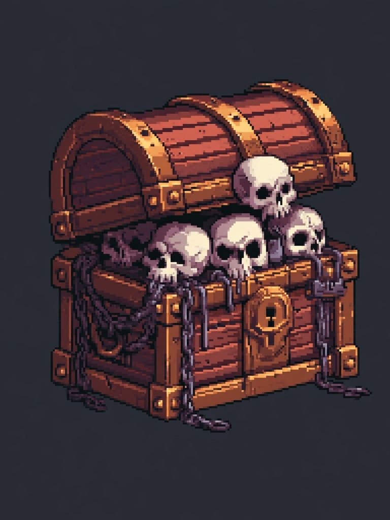 Skull Treasure Chest Pixel Art Poster. poster detail