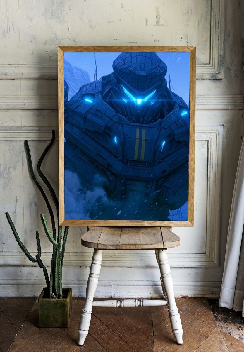 Mecha Titan in Snowstorm Poster. — room view 1