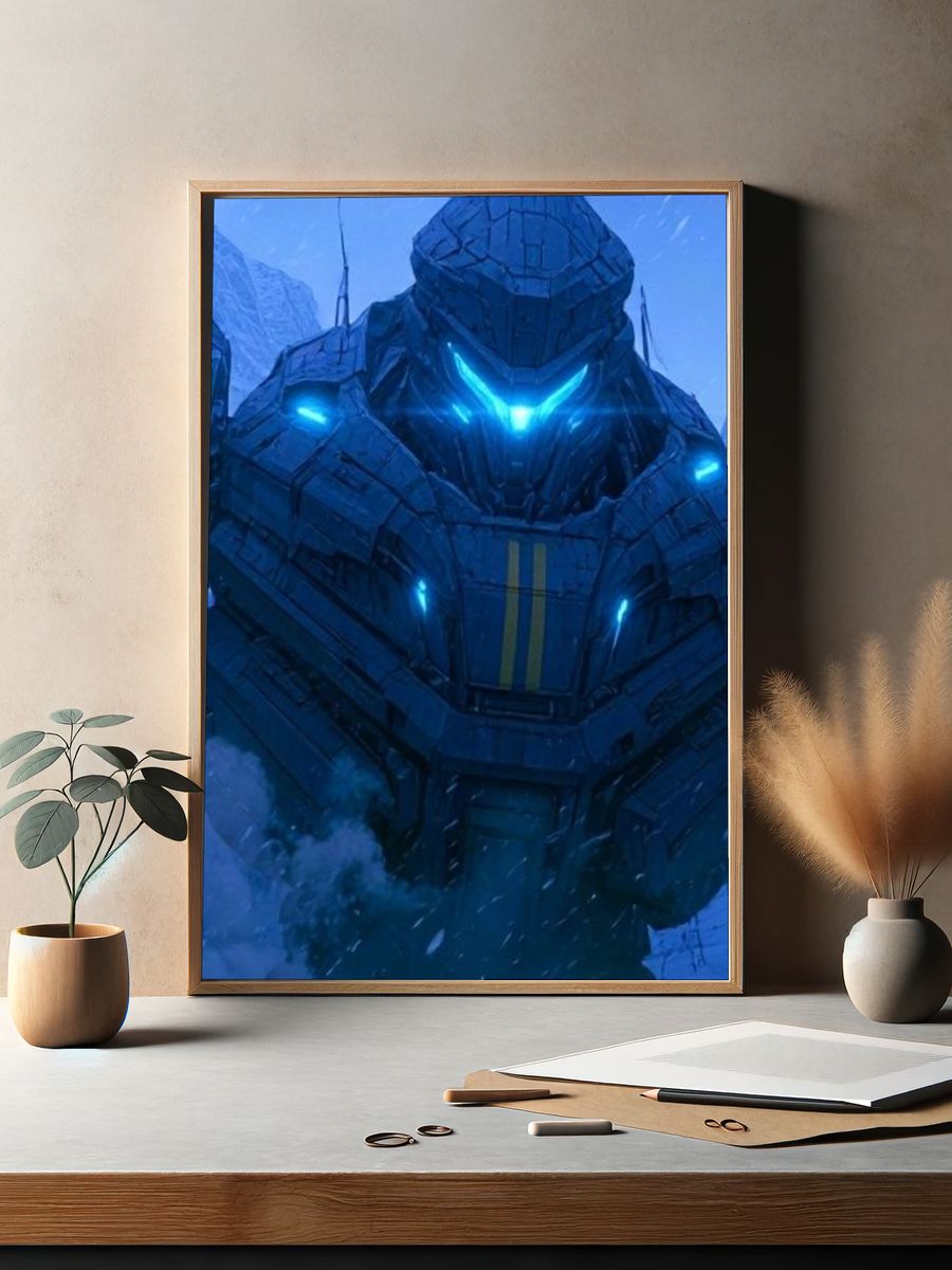 Mecha Titan in Snowstorm Poster. — room view 2