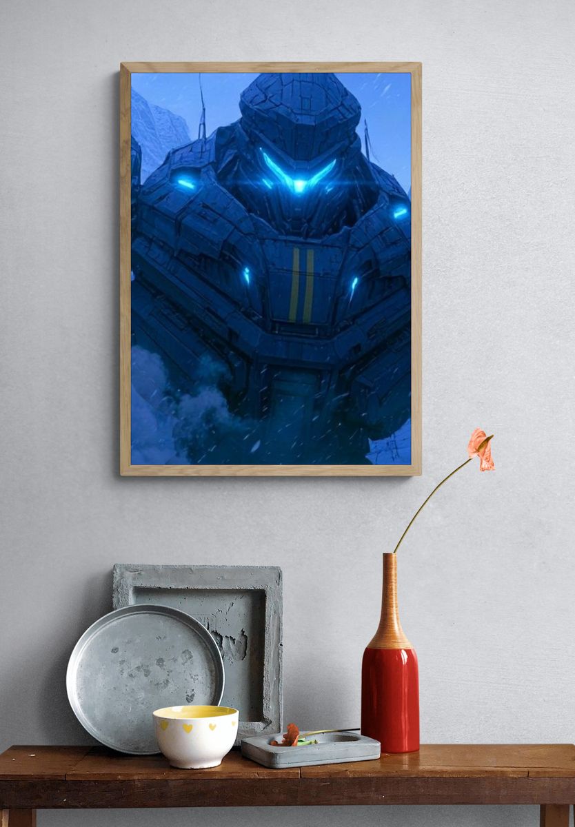 Mecha Titan in Snowstorm Poster. — room view 3