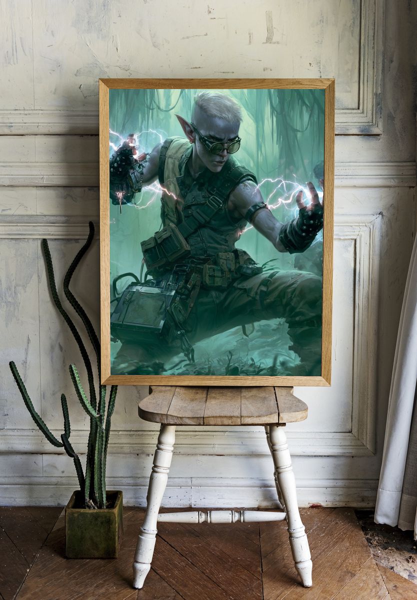 Jungle Elf Lightning Warrior Print. room preview
