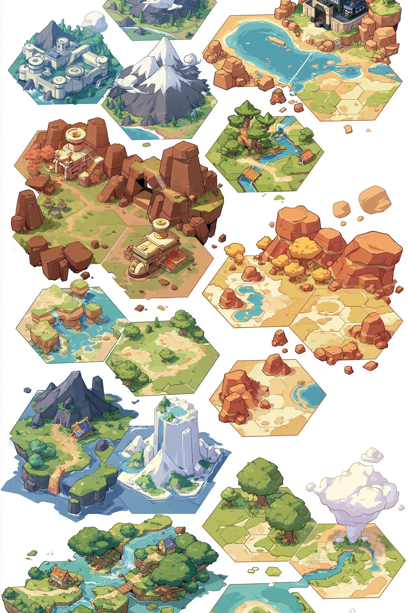 Hexagonal Fantasy Map Tiles Poster. poster — gaming art