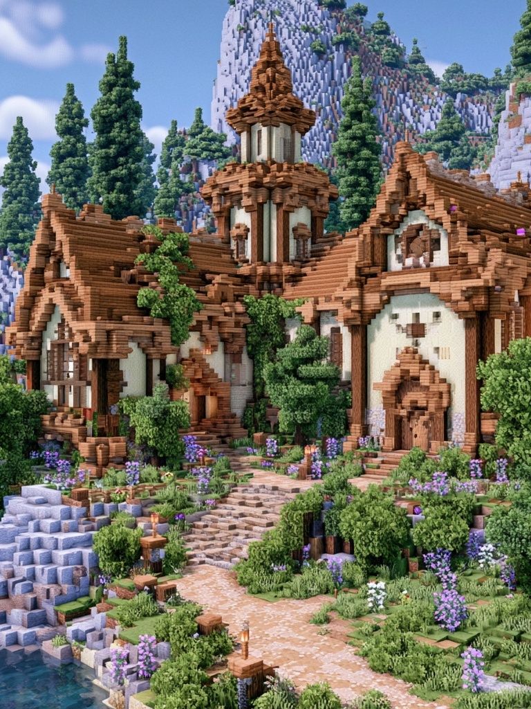 Minecraft Cottage Landscape Poster. poster — gaming art