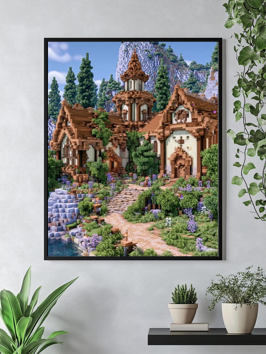 Minecraft Cottage Landscape Poster. — room view 4