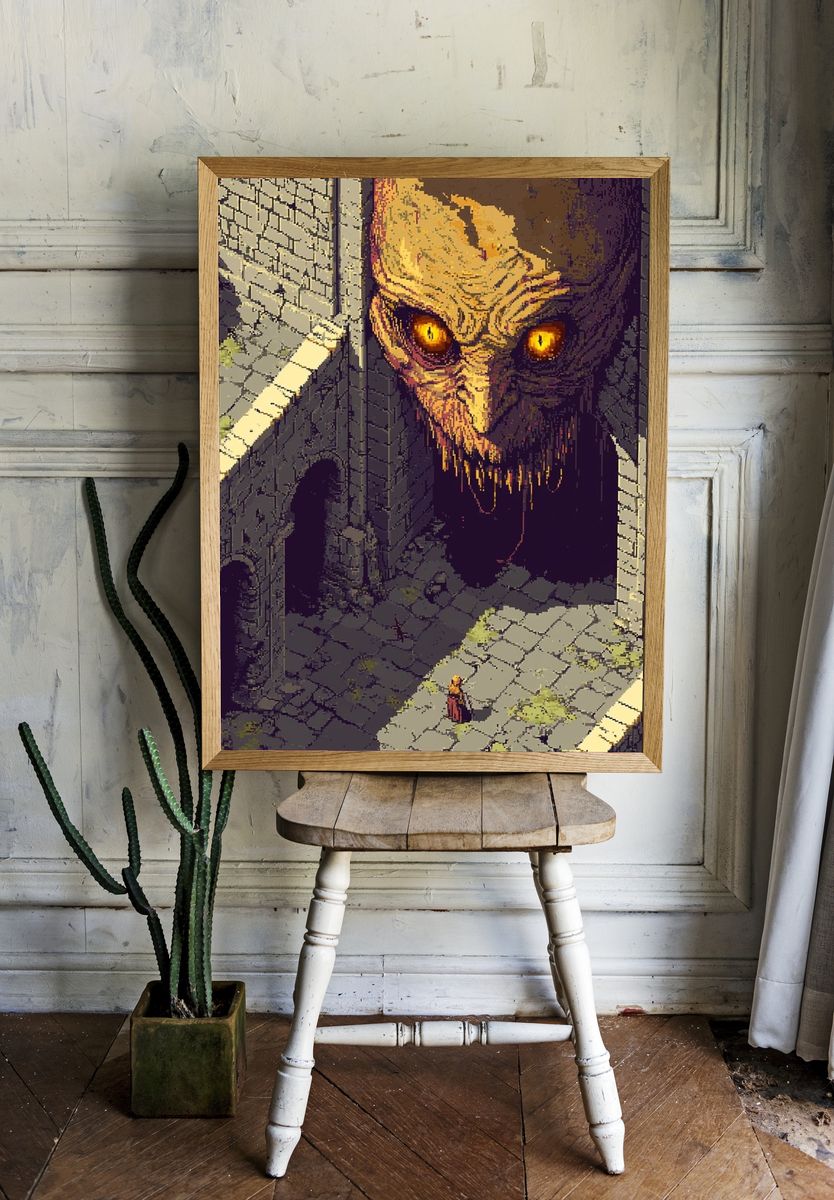 Dark Fantasy Giant Face Poster. room preview