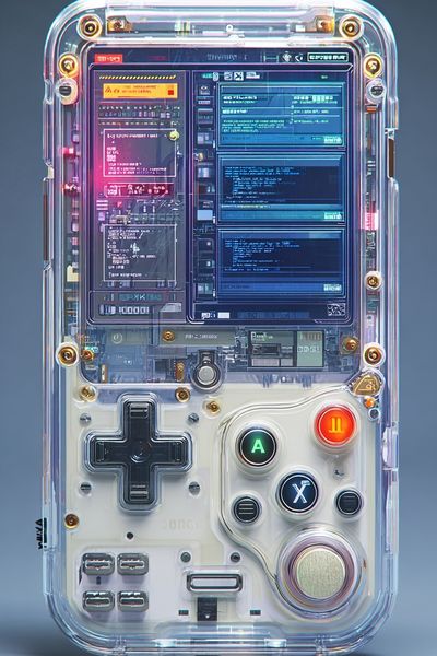 Retro Handheld Console Illustration Poster.