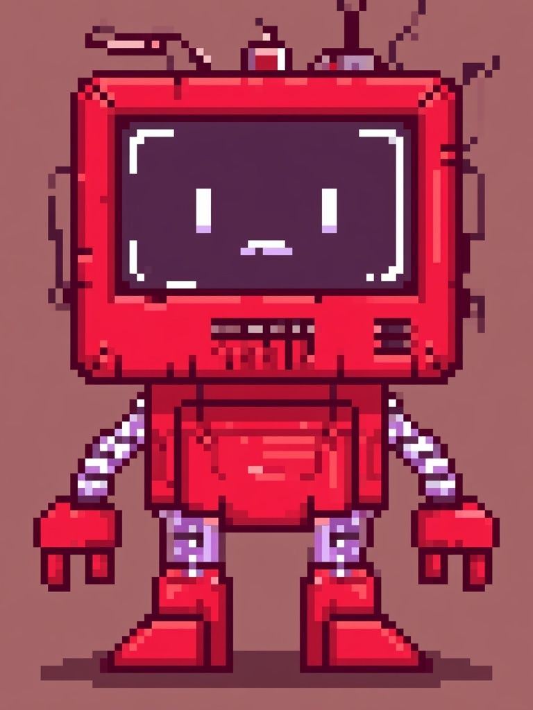 Pixel Robot Character Poster. poster — gaming art