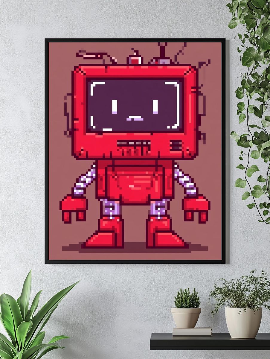Pixel Robot Character Poster. — room view 4