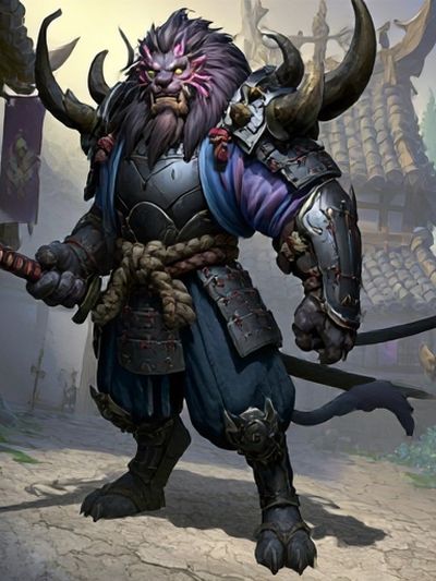 Armored Lion Warrior Fantasy Print. poster