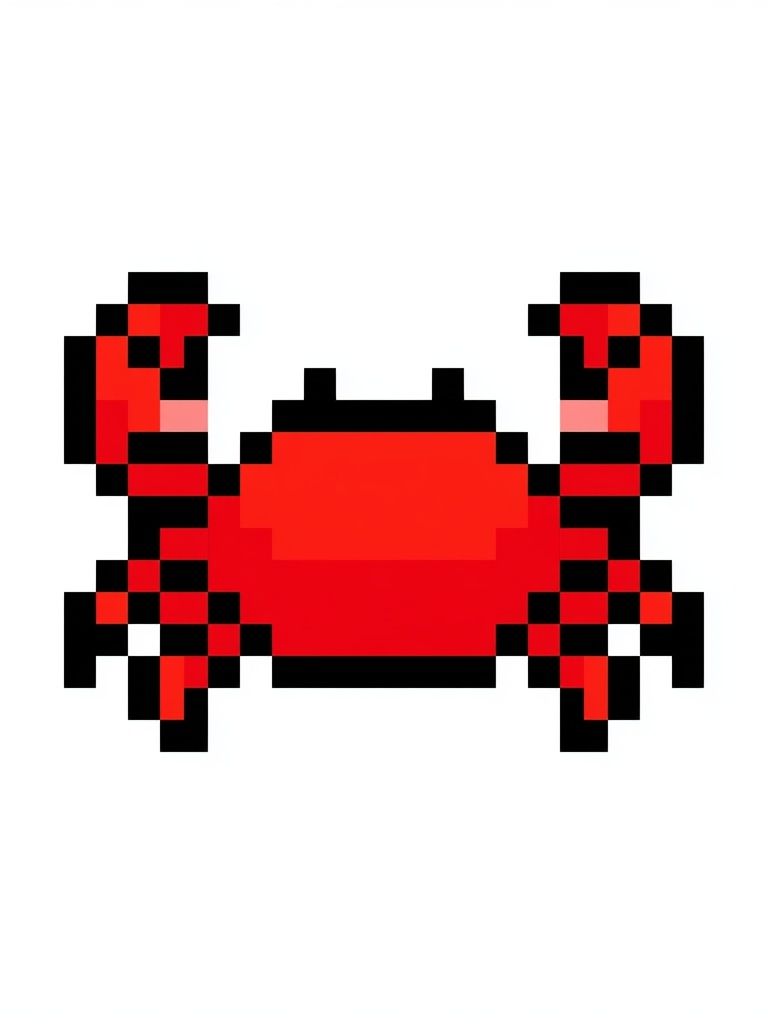 Pixel Crab Illustration Poster. poster detail