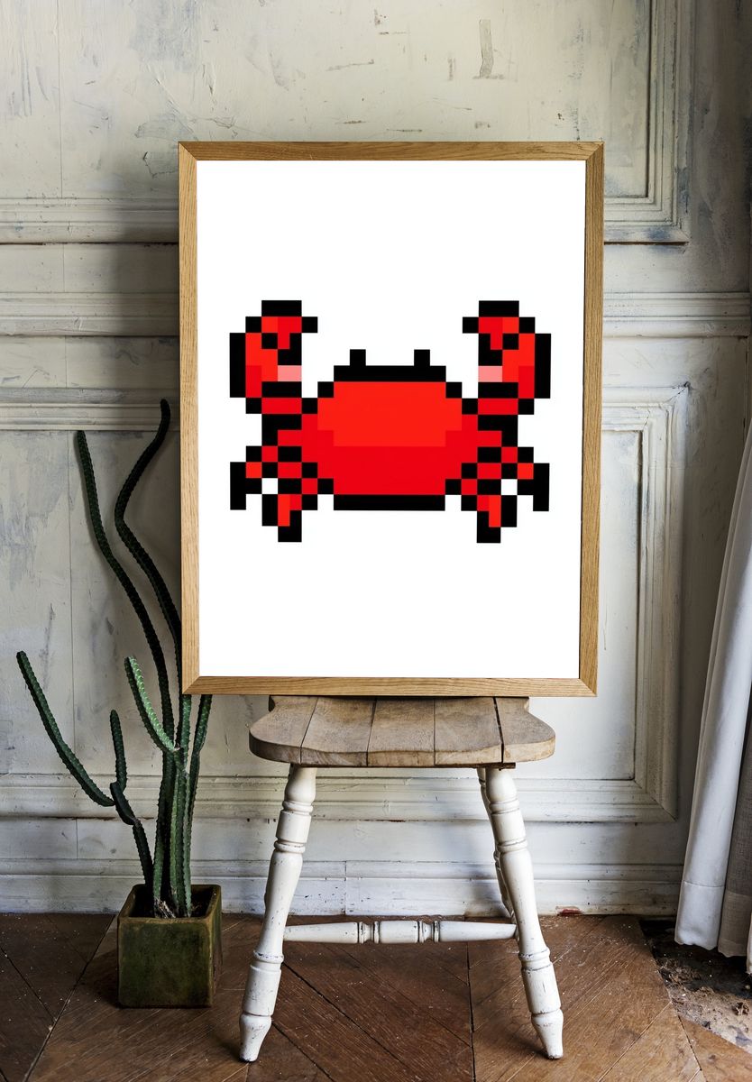 Pixel Crab Illustration Poster. — room view 1