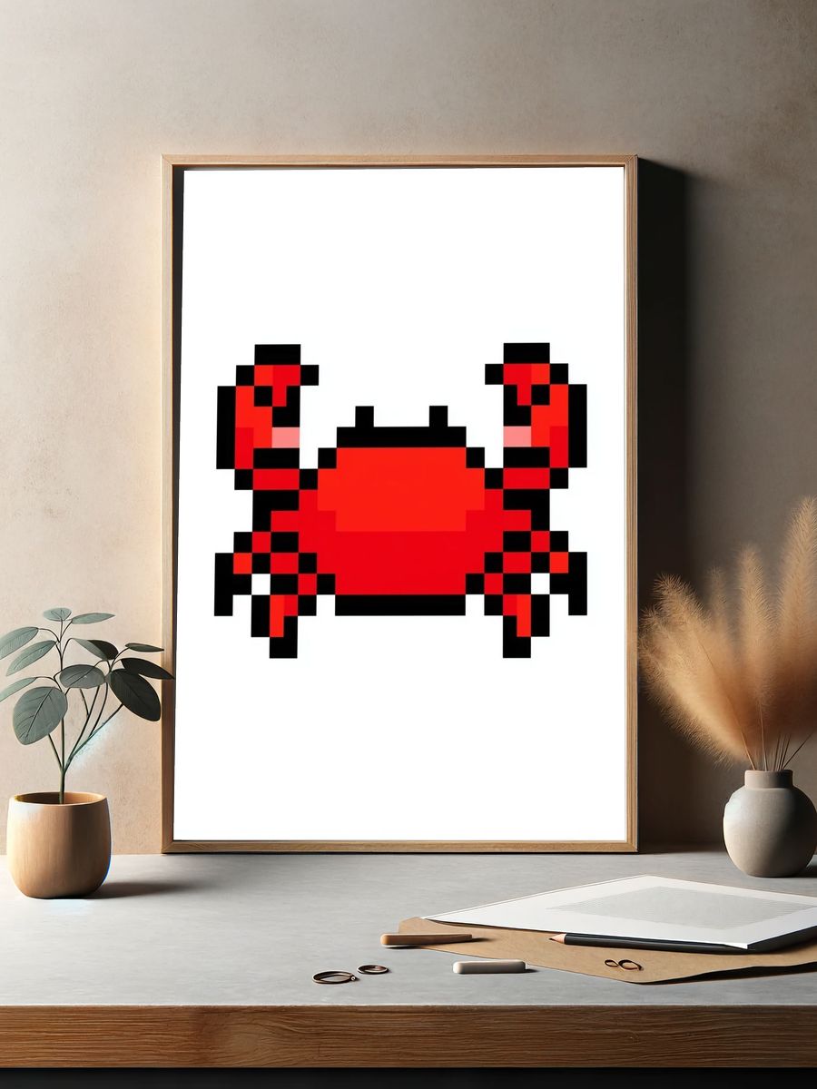 Pixel Crab Illustration Poster. — room view 2