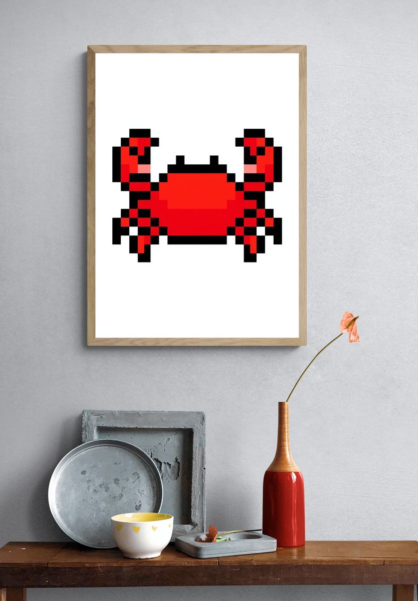 Pixel Crab Illustration Poster. — room view 3