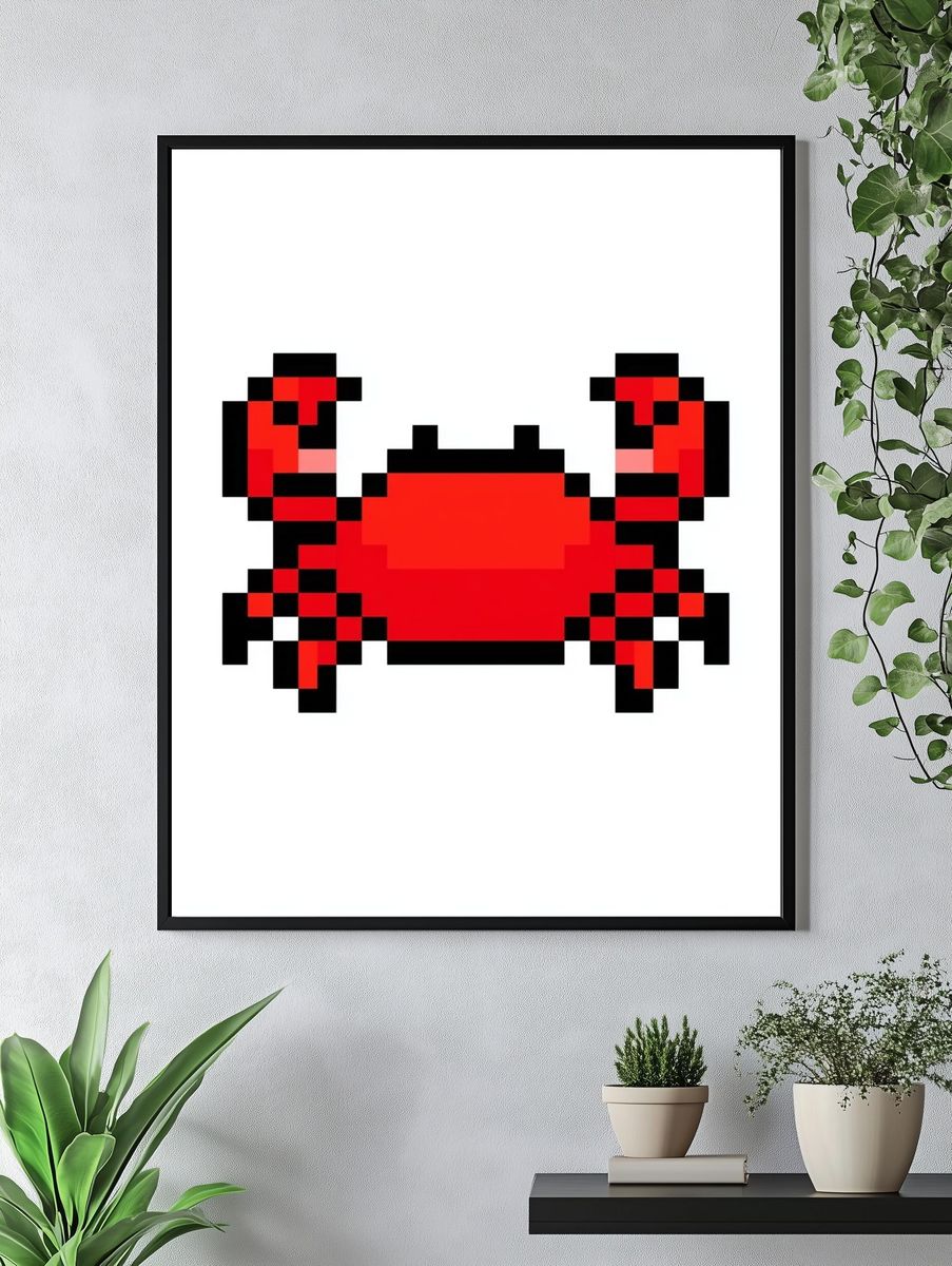 Pixel Crab Illustration Poster. — room view 4