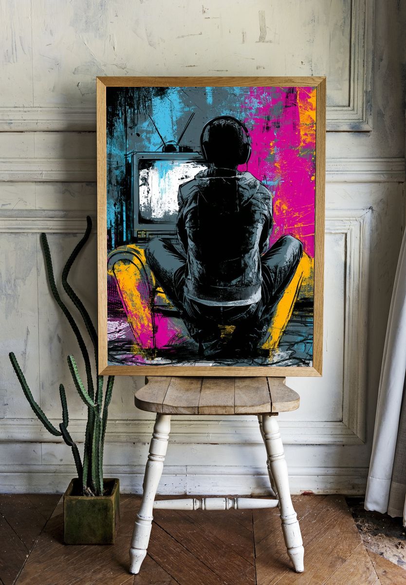 Headphone Gamer Neon Poster. — room view 1