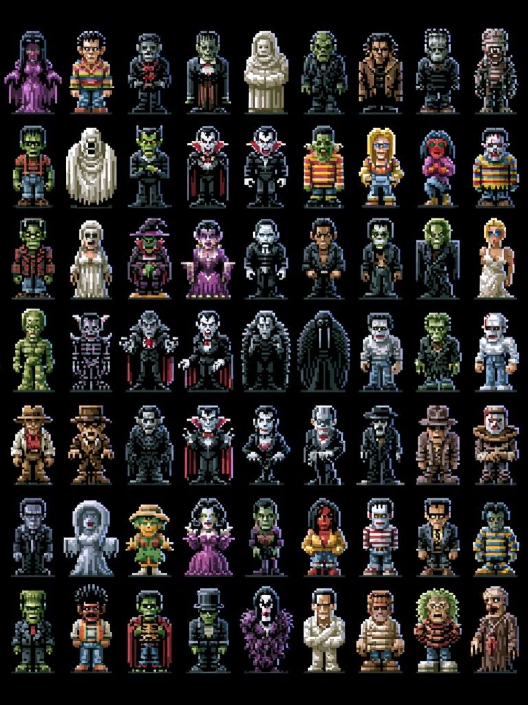 Pixel Horror Characters Poster. poster detail