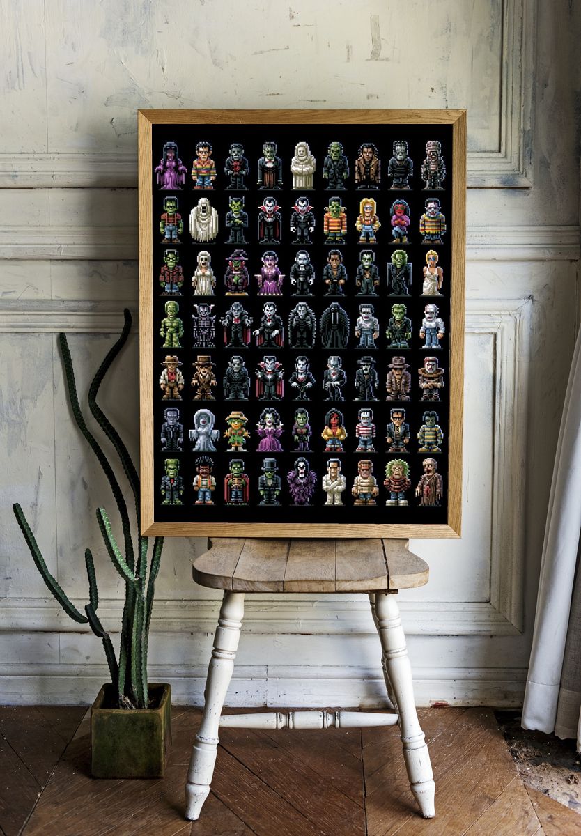 Pixel Horror Characters Poster. — room view 1
