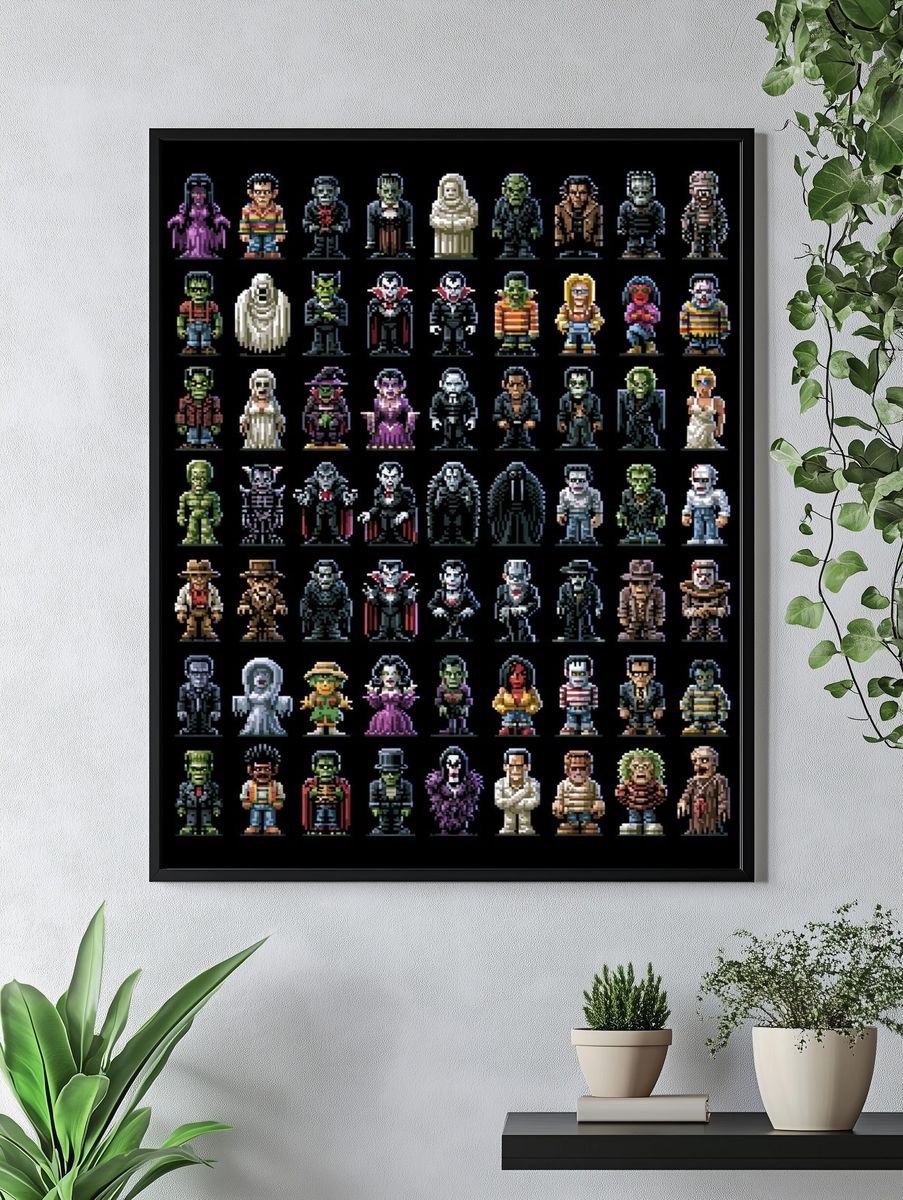 Pixel Horror Characters Poster. — room view 4
