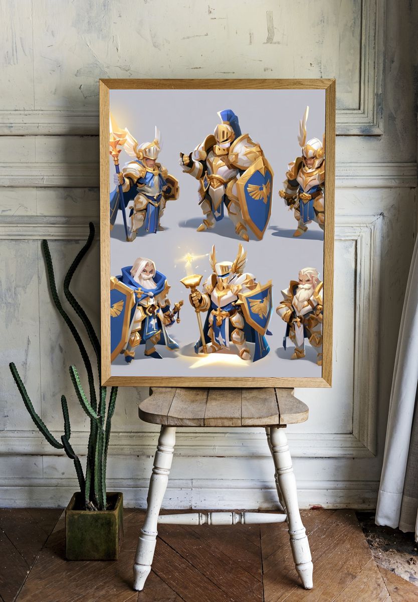 Fantasy Knight Characters Illustration Poster. room preview