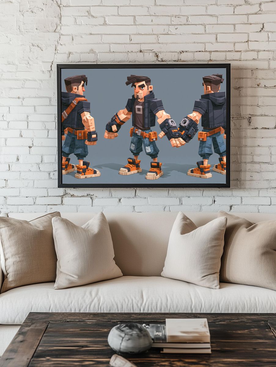 Voxel Action Hero Poster. — room view 1