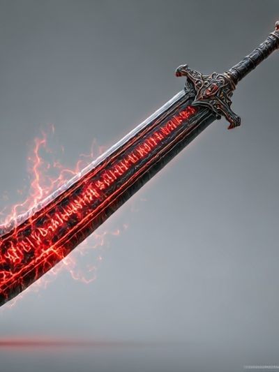 Flaming Fantasy Sword Print.