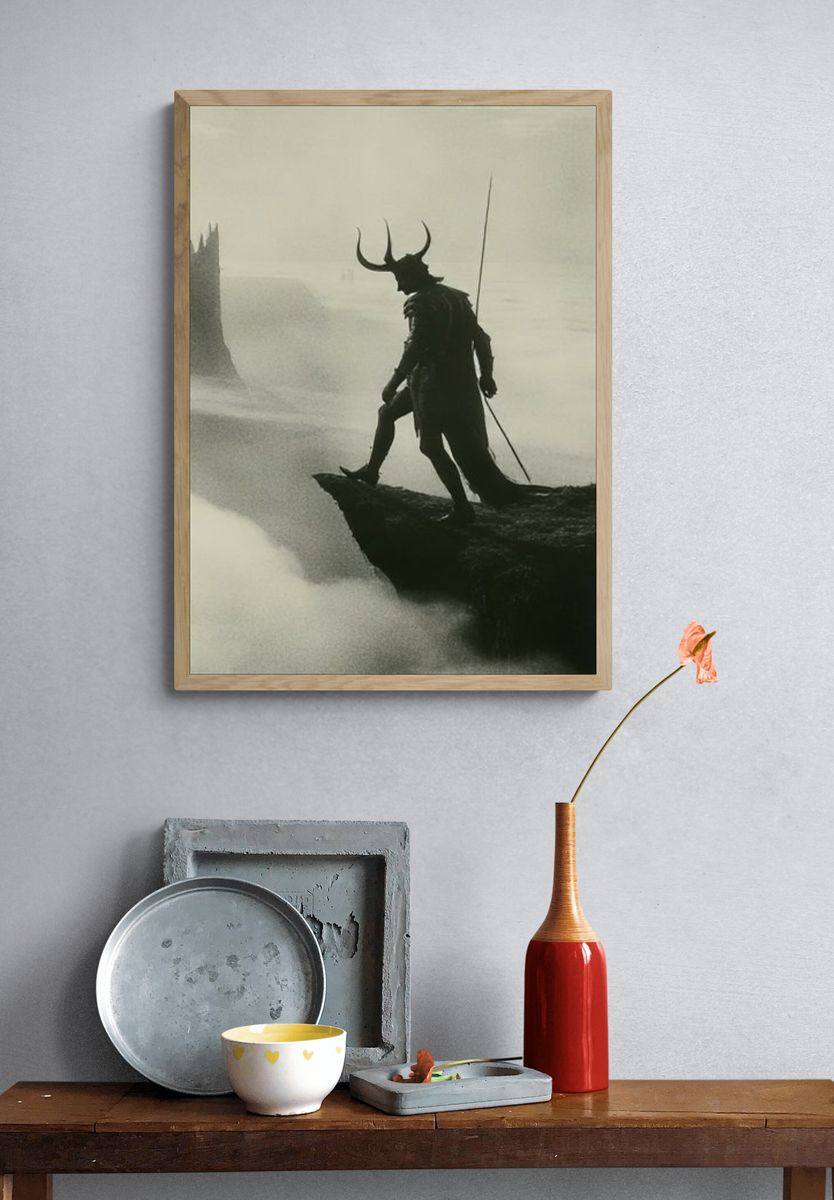 Horned Warrior Silhouette Print. — room view 3