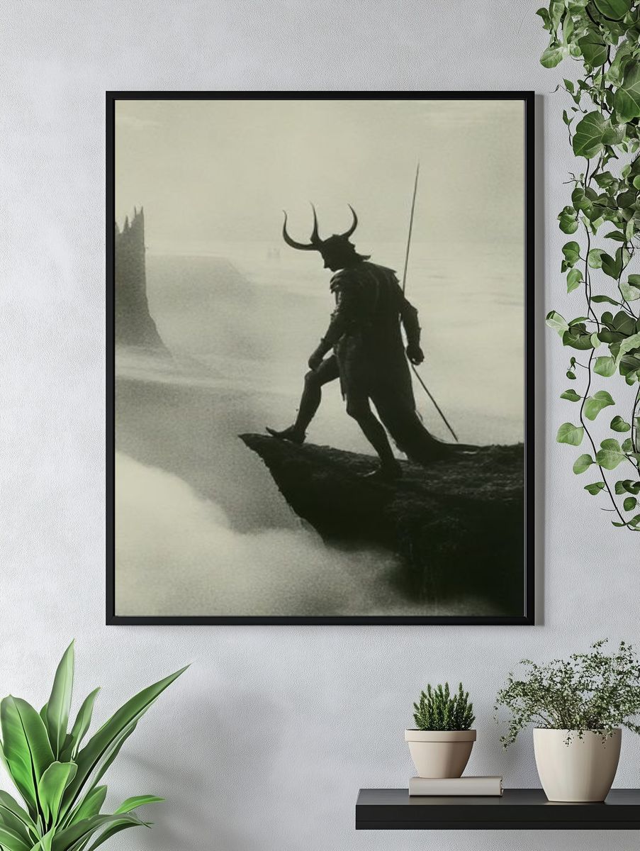 Horned Warrior Silhouette Print. — room view 4
