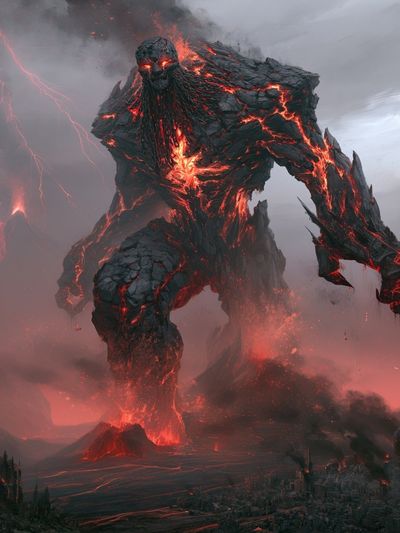 Volcanic Lava Giant Fantasy Print.