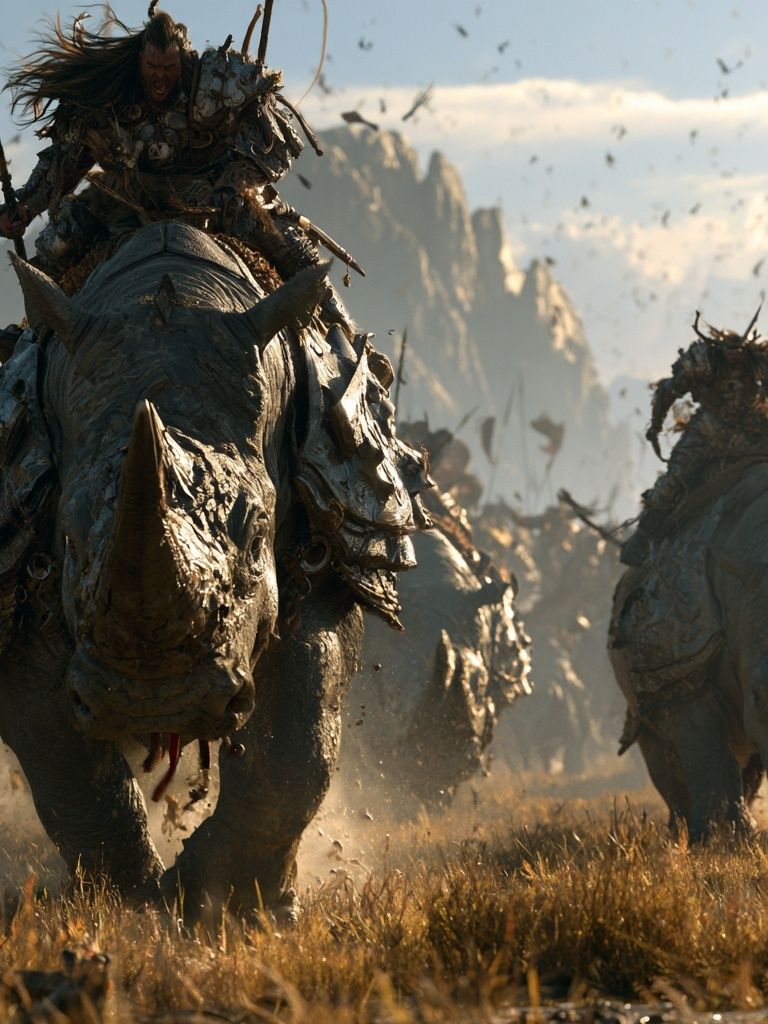 Rhino War Charge Fantasy Poster. poster detail