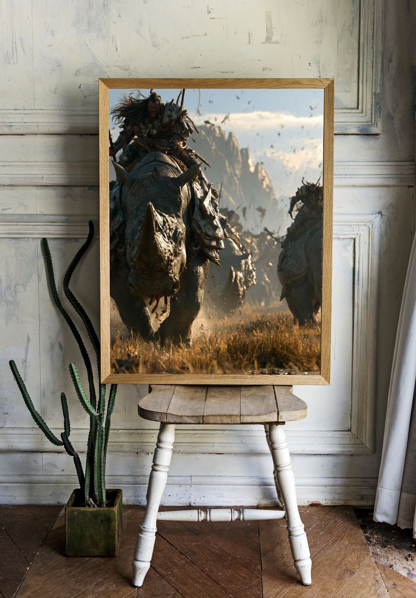 Rhino War Charge Fantasy Poster. — room view 1