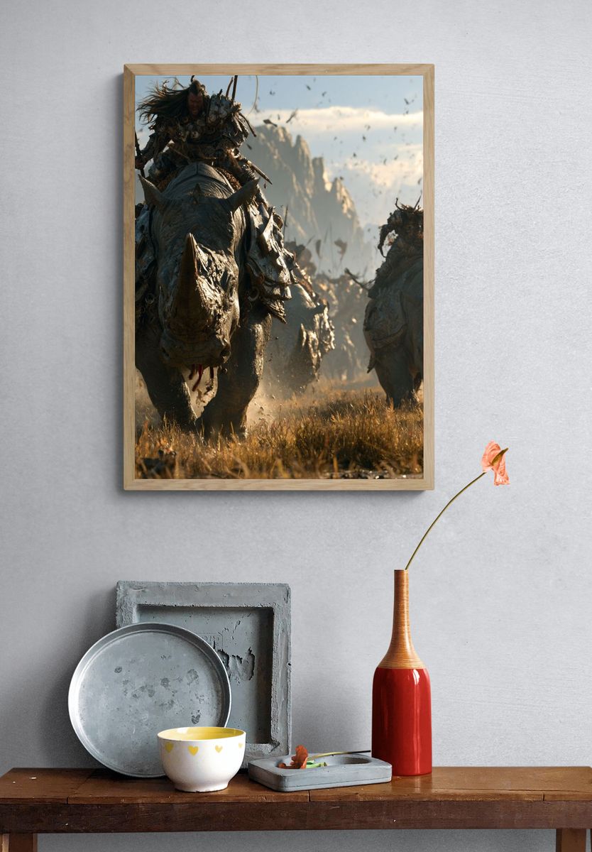 Rhino War Charge Fantasy Poster. — room view 3