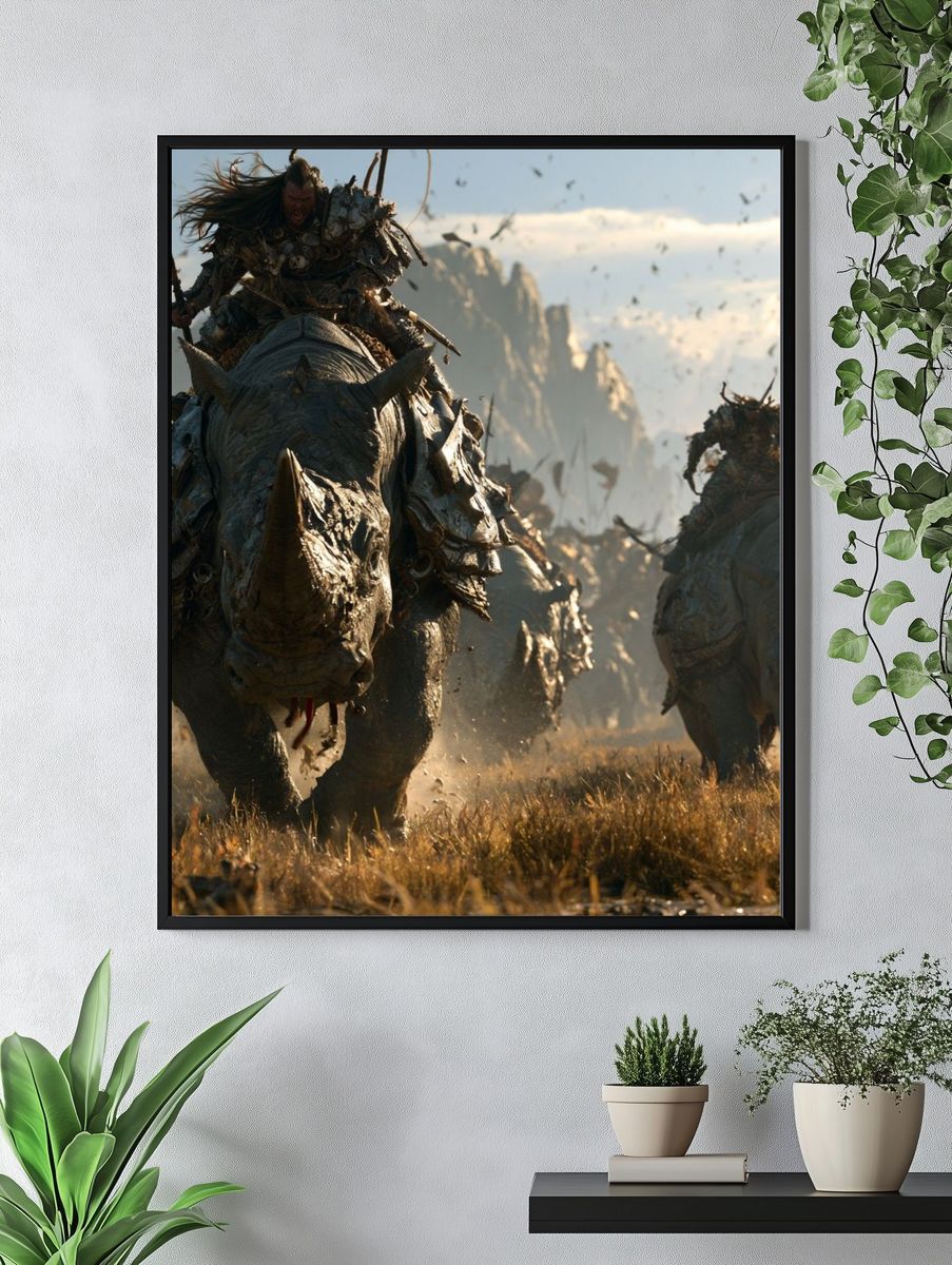 Rhino War Charge Fantasy Poster. — room view 4